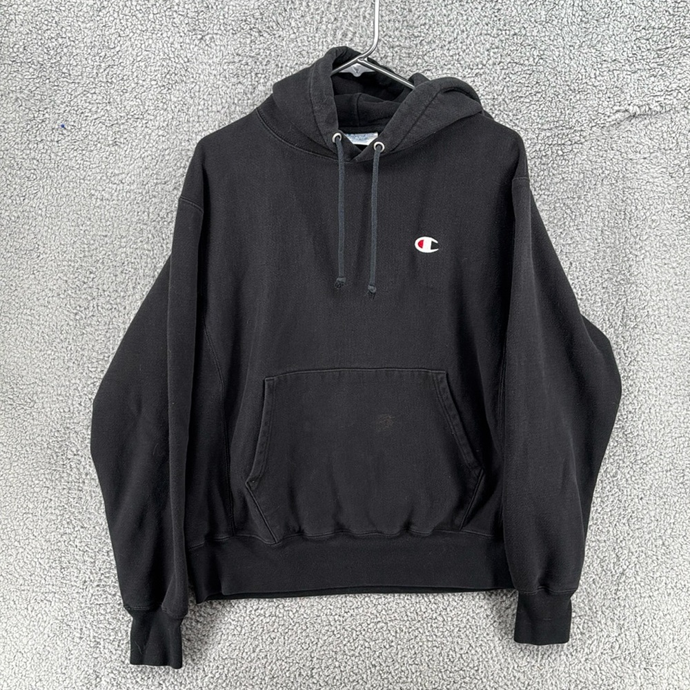 Champion Reverse Weave Black Hoodie Men’s Sz Medium‎